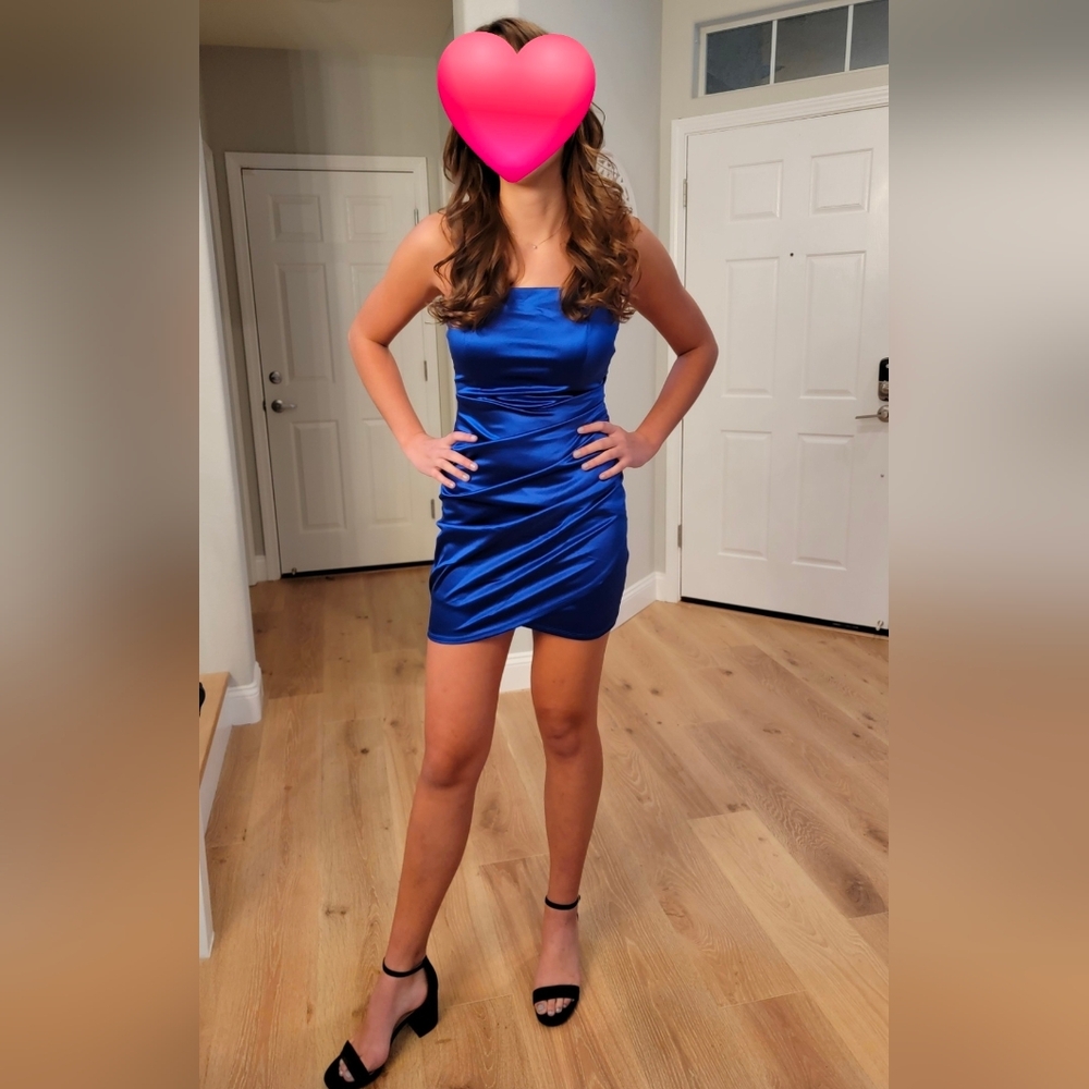 Emerald Sundae Navy Satin Mini Dress